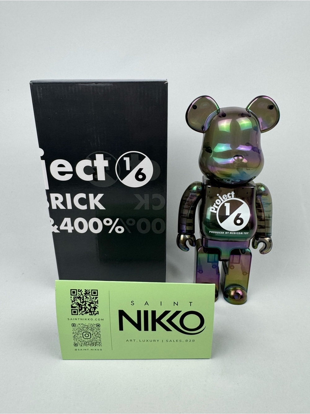 Project 1/6 Iridescent Bearbrick 400% - Green-Purple Finish